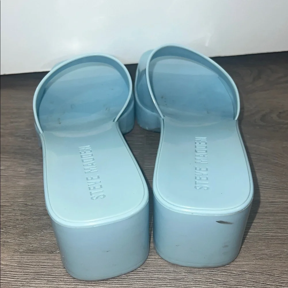 Steve Madden Light Blue Platform Mules - Picture 3 of 5